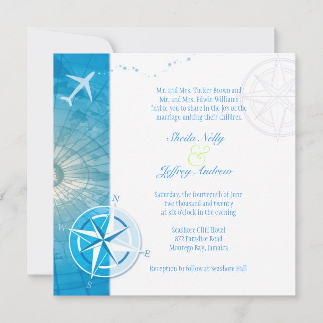 Bon Voyage Unique Wedding Abroad Invitation (Front)