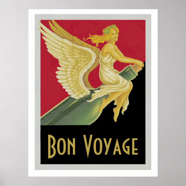 Bon Voyage Vintage Posters, add text personalize Poster | Zazzle