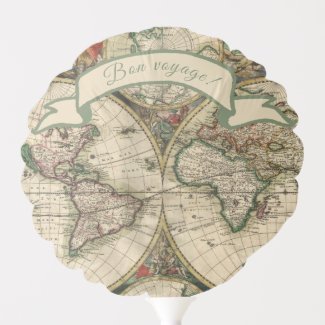Bon voyage! Vintage World Map Balloon