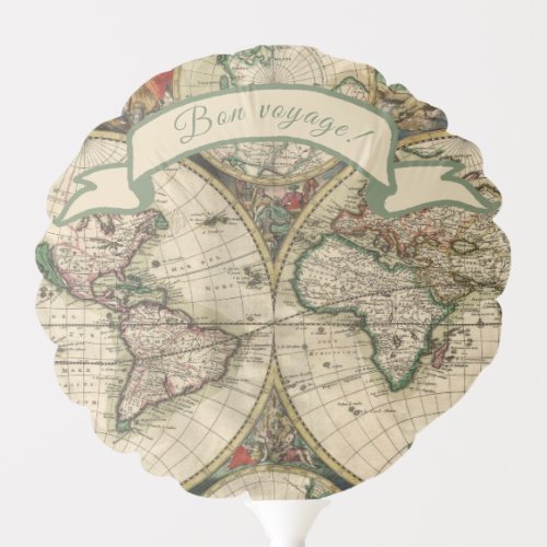Bon voyage Vintage World Map Balloon