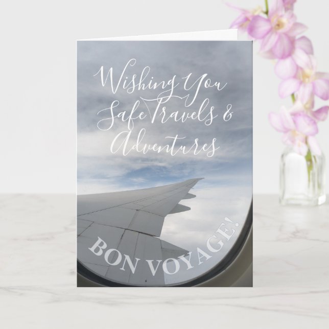 Bon Voyage! Window Seat Happy Travels Wishes Card (Orchid)
