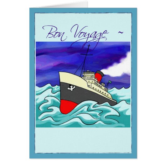 Bon Voyage With A Large Cruise Ship Cards (Front)