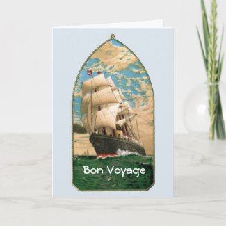 Bon Voyage with vintage ship and anchor Card