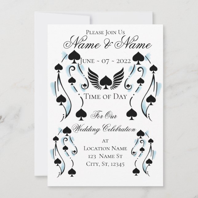 Bonafide Black Spades Tattoo Style Thunder_Cove Invitation (Front)