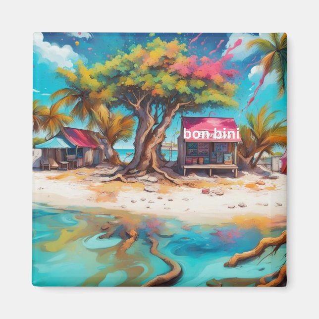Bonaire beach shack magnet (Front)