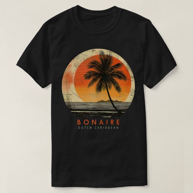Bonaire Beach Vacation Trip Vintage Palm Tree Suns T-Shirt (Design Front)