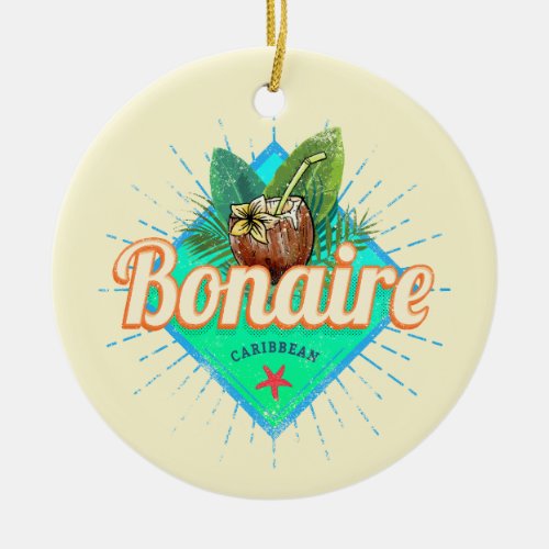 Bonaire Caribbean retro vacation vintage island Ceramic Ornament