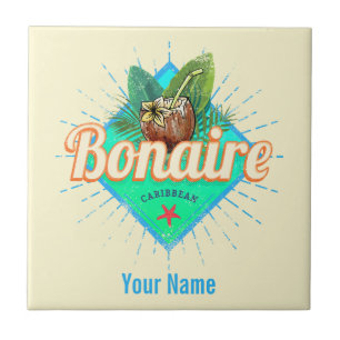 Bonaire Caribbean retro vacation vintage island Ceramic Tile
