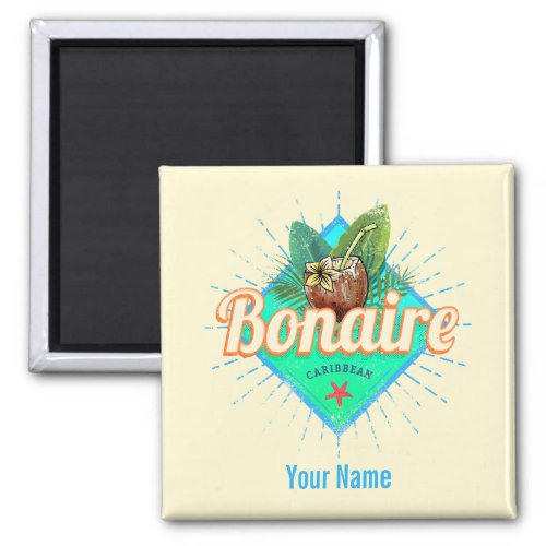 Bonaire Caribbean retro vacation vintage island Magnet