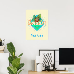 Bonaire Caribbean retro vacation vintage island Poster