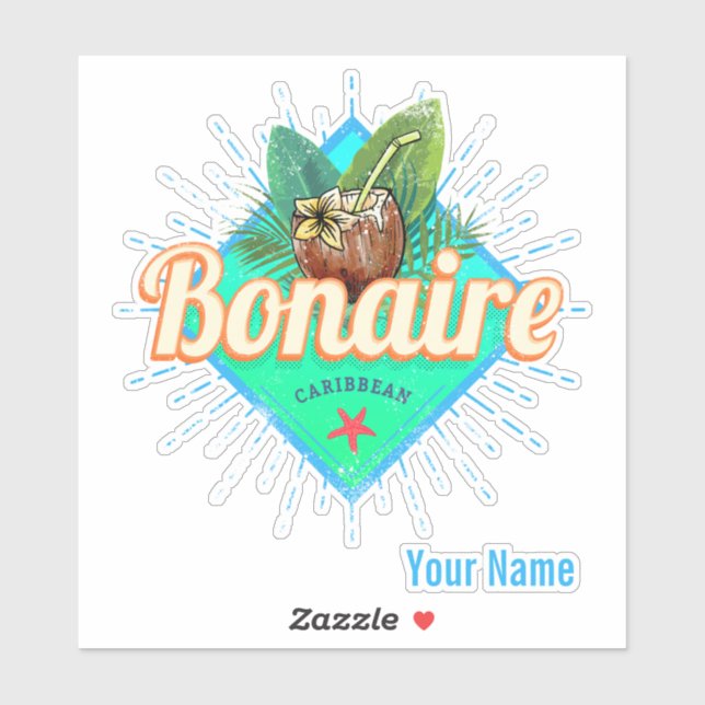 Bonaire Caribbean retro vacation vintage island Sticker (Sheet)