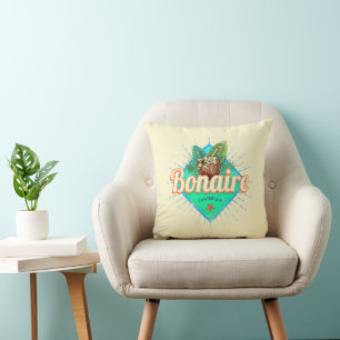 Bonaire Caribbean retro vacation vintage island Throw Pillow