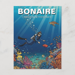 Bonaire Caribean Netherlands Scuba Diver Diving Postcard