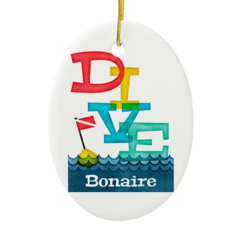 Bonaire Dive - Colorful Scuba Ceramic Ornament