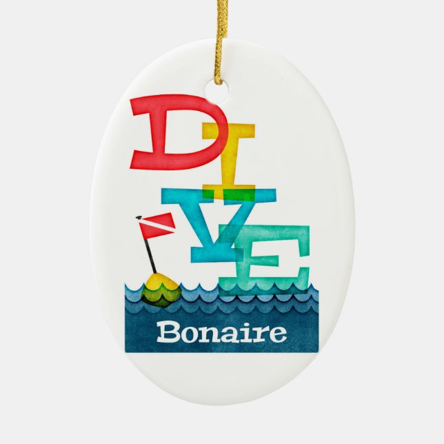 Bonaire Dive - Colorful Scuba Ceramic Ornament (Front)