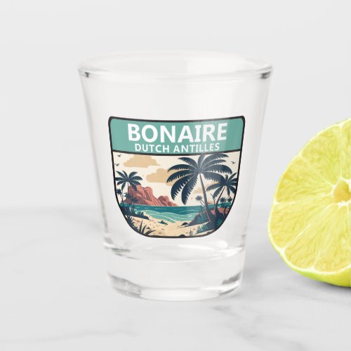 Bonaire Dutch Antilles Retro Emblem Shot Glass