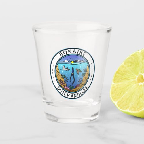 Bonaire Dutch Antilles Scuba Badge Shot Glass