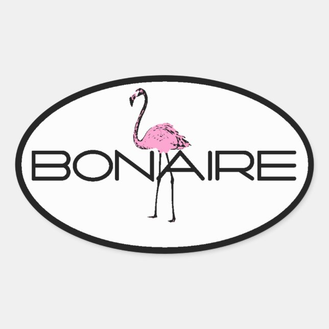 Bonaire Flamingo Oval Sticker (Front)