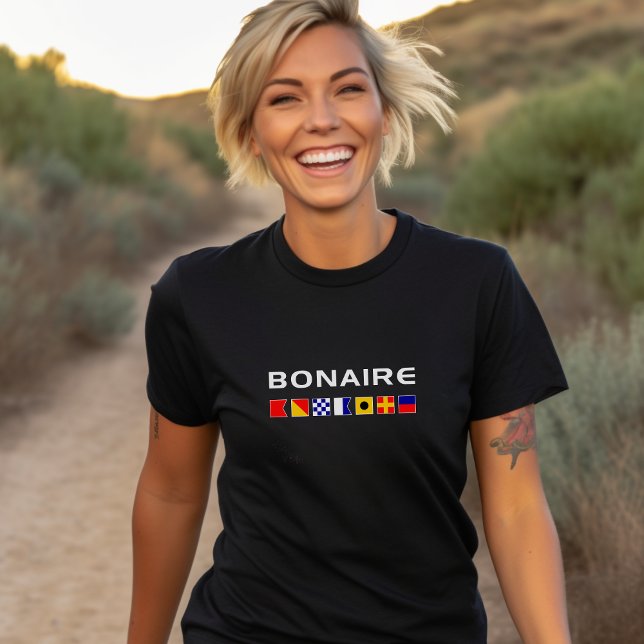 Bonaire Nautical Maritime Sailing Flags Dark Color T-Shirt (Creator Uploaded)