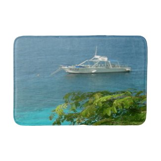 Bonaire Ocean View with Boat Bathmat