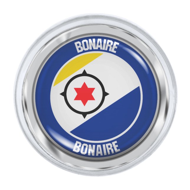 Bonaire Round Emblem Silver Finish Lapel Pin (Front)