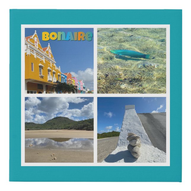 Bonaire Scenic Photo Collage Faux Canvas Print (Front)