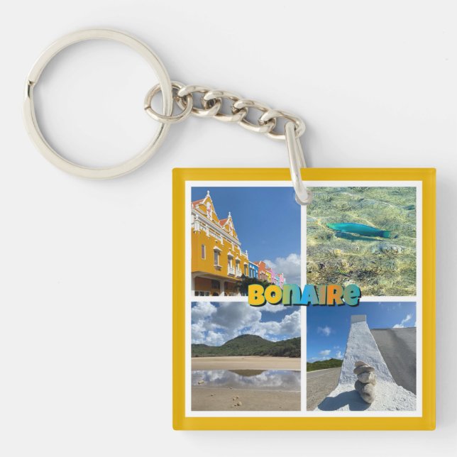 Bonaire Scenic Photo Collage Keychain (Front)