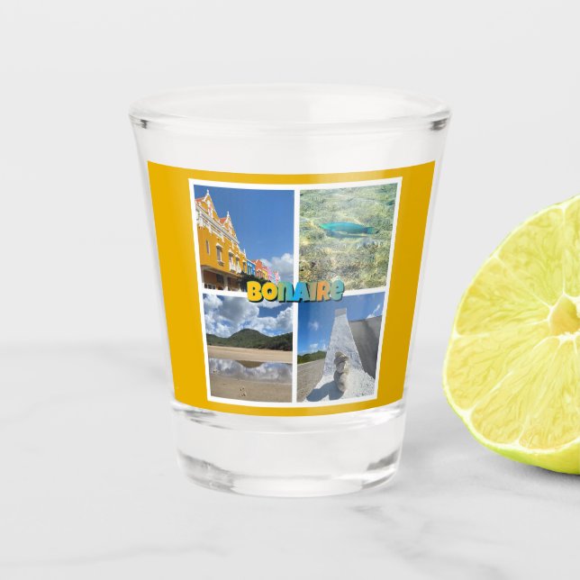 Bonaire Scenic Photo Collage Shot Glass (Front)