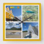 Bonaire Scenic Photo Collage Square Wall Clock