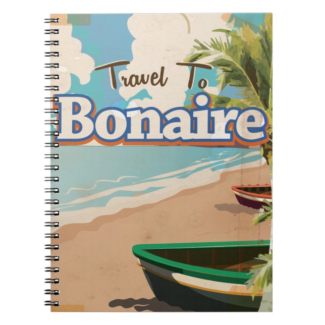 Bonaire vintage travel poster art. notebook (Front)