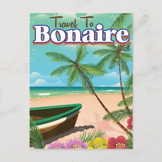 Bonaire vintage travel poster art. postcard (Front)