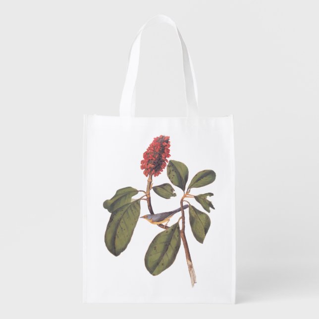 Bonaparte Flycatcher Canada Warbler Audubon Bird Grocery Bag (Front)