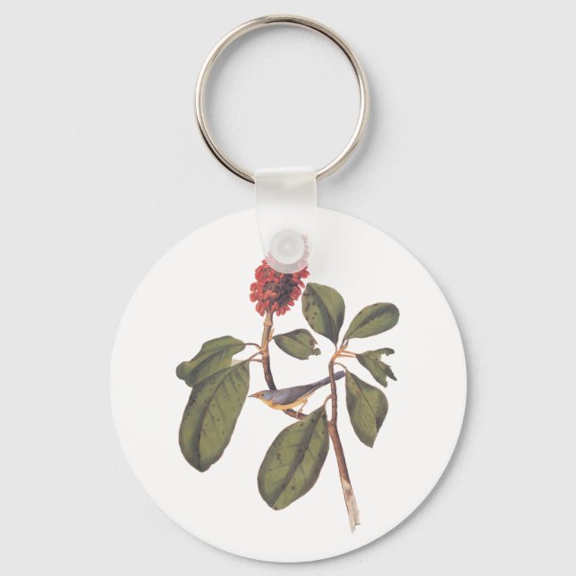 Bonaparte Flycatcher Canada Warbler Audubon Bird  Keychain (Front)