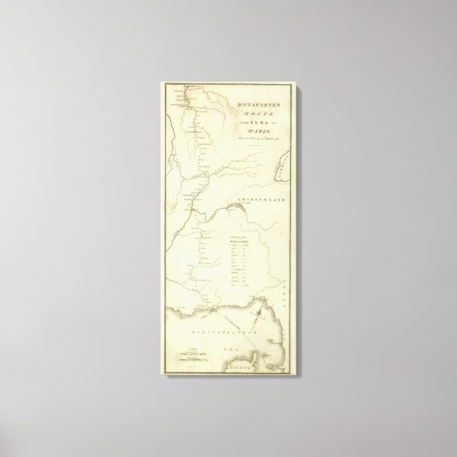 Bonaparte's Route from Elba to Paris Canvas Print (Front)