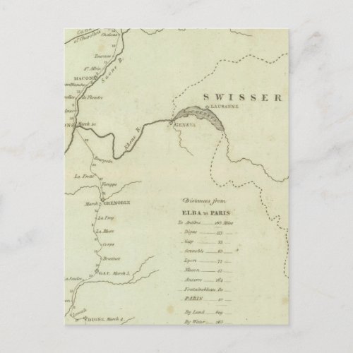 Bonapartes Route from Elba to Paris Postcard