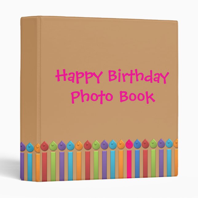 BonBon Party Happy Birthday colorful candels 3 Ring Binder (Front/Spine)
