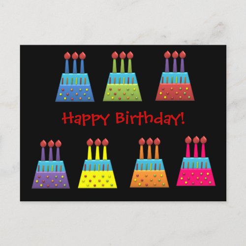 BonBon Party Rainbow Birthday Cakes Postcard