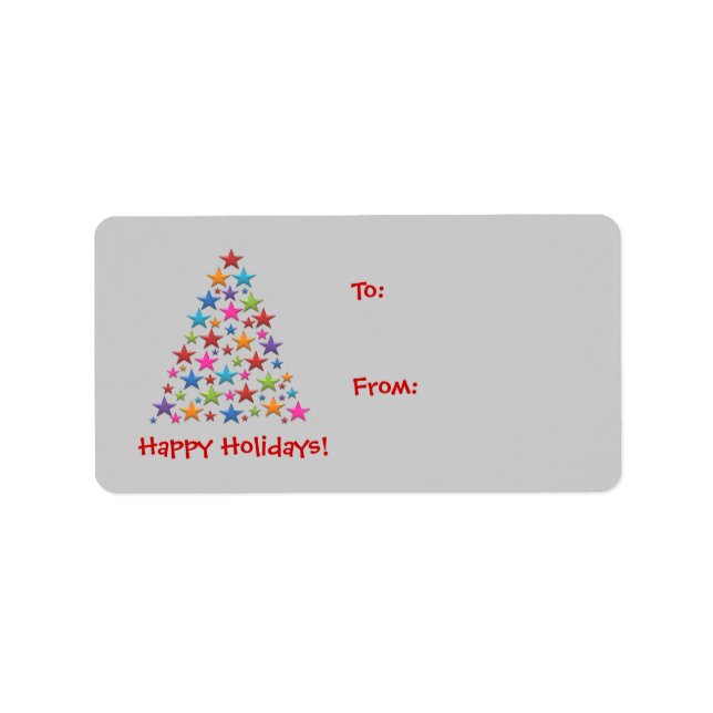 BonBon Rainbow Stars Christmas tree Gift Lable Label (Front)