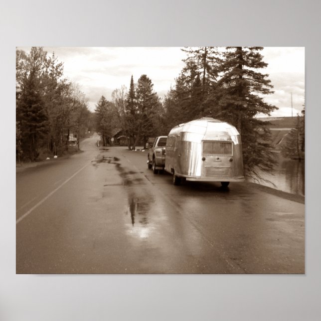 Bond Falls MI Retro Camper Tin Can Sepia Print (Front)