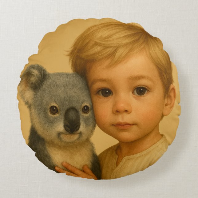 Bond of the Wild and Innocent (Koala) Round Pillow (Front)