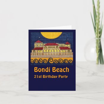 Bondi Beach  21st Birthday Party Card by sequindreams at Zazzle