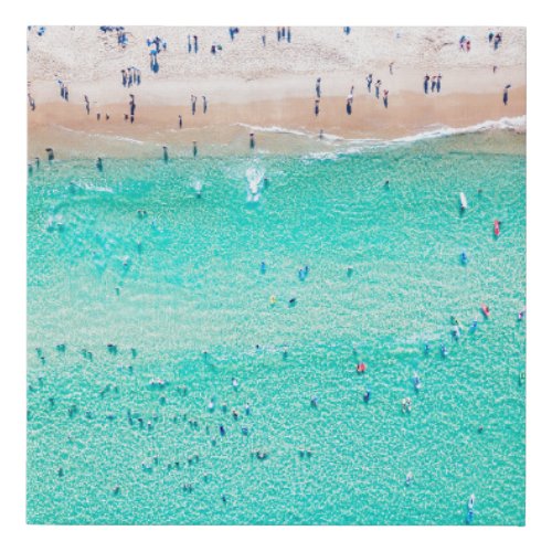 Bondi Beach aerial view on a perfect summer day wi Faux Canvas Print