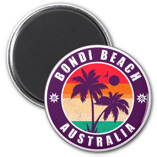 Bondi beach Australia palm trees  Vintage 60s Magnet
