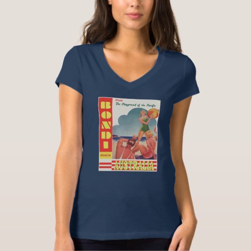 Bondi Beach Australia Retro Travel Poster T_Shirt