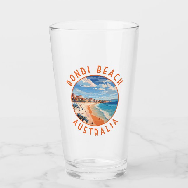 Bondi Beach Australia Travel Art Vintage Glass (Front)