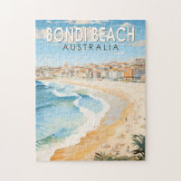 Bondi Beach Australia Travel Art Vintage