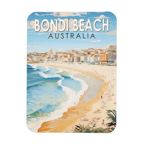 Bondi Beach Australia Travel Art Vintage Magnet