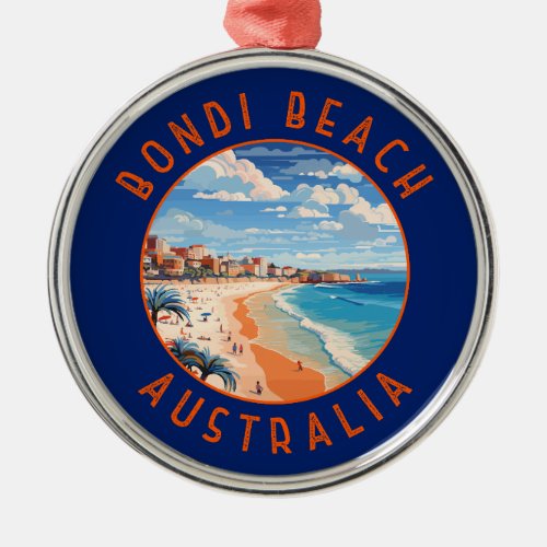 Bondi Beach Australia Travel Art Vintage Metal Ornament