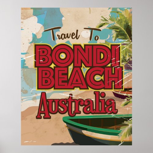 Bondi Beach Australia Vintage vacation poster