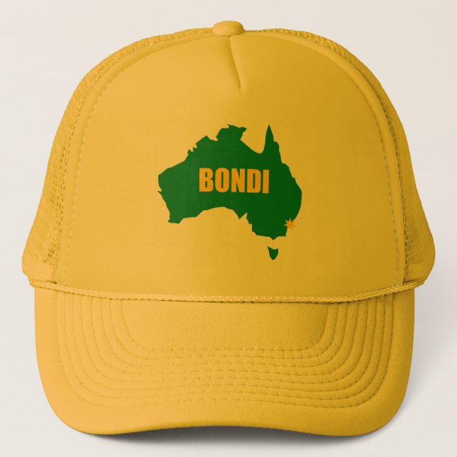 Bondi Beach Green and Gold Map Cap (Front)